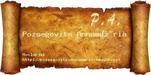 Pozsegovits Annamária névjegykártya